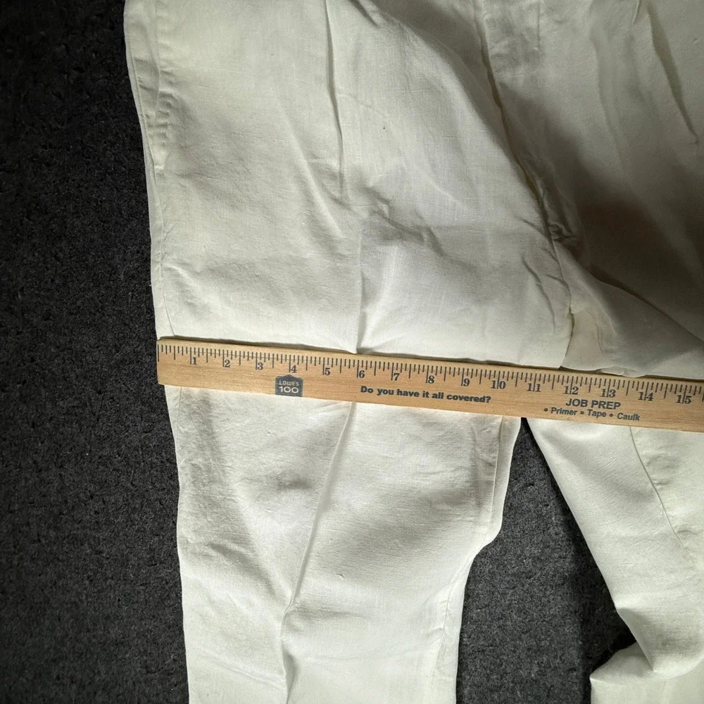 Battistoni Mens White 100% Pure Linen Pleated Trousers Made in Italy Size 32